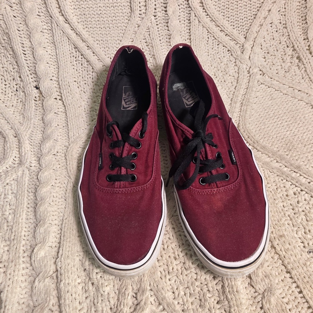 Vans Authentic Canvas Maroon Low Top Sneakers Mens Size 13 Fair - Picture 2 of 7